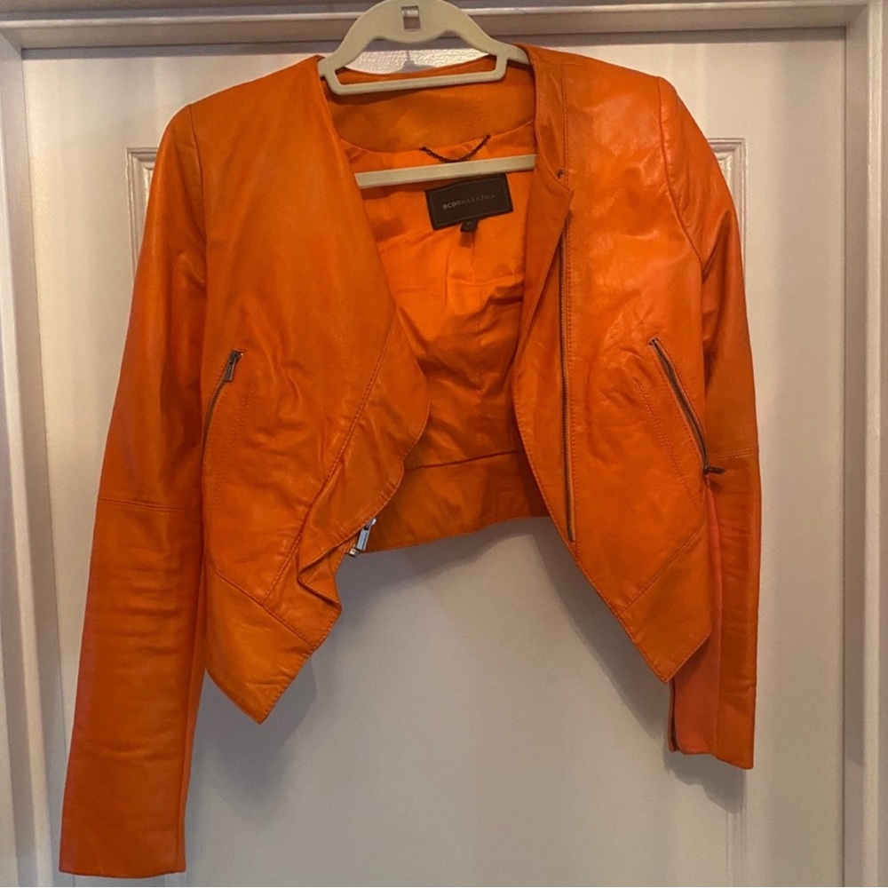 Michael Kors Orange Leather Jacket